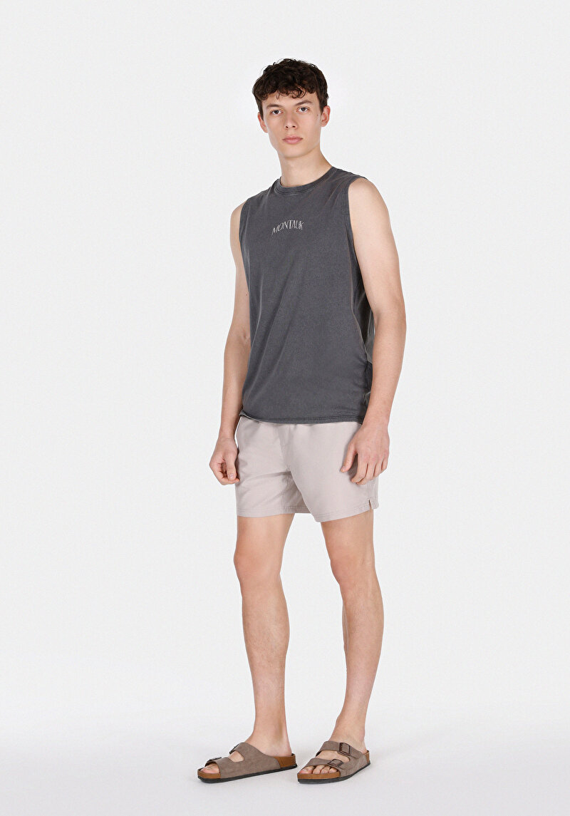 Slim Fit Düz Erkek Bej Deniz Şortu
