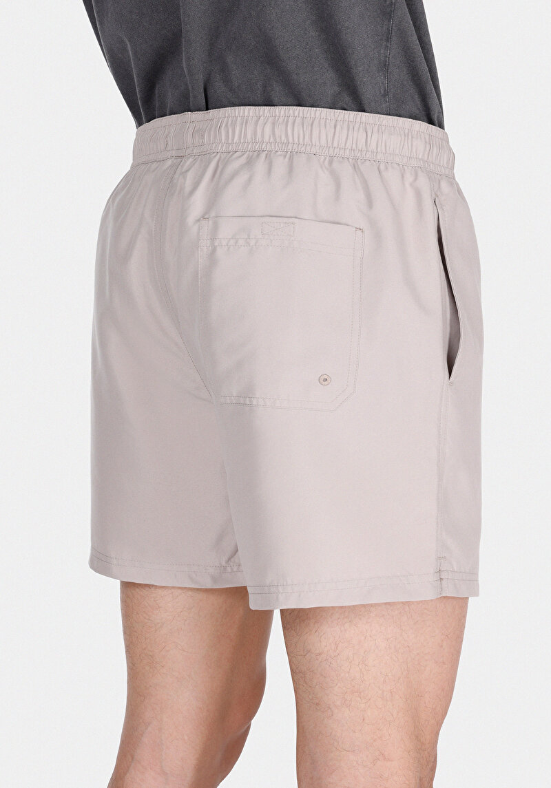 Slim Fit Düz Erkek Bej Deniz Şortu