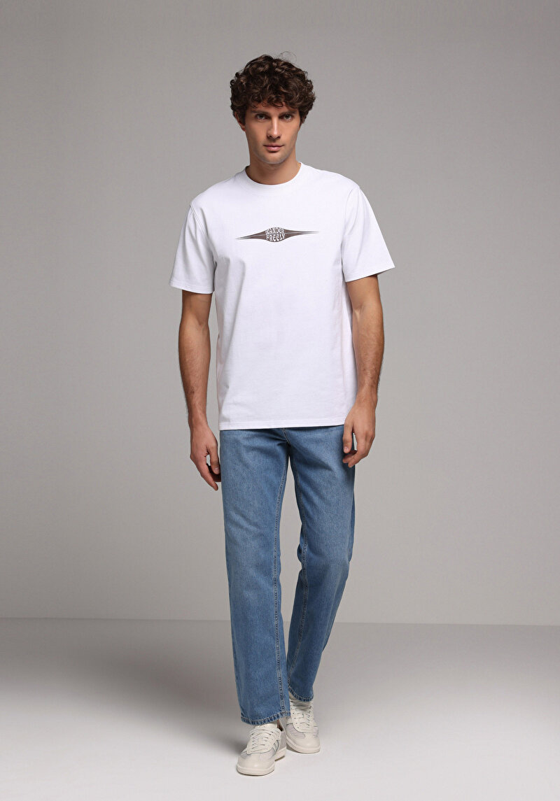 Loose Straight Fit Erkek İndigo Jean Pantolon