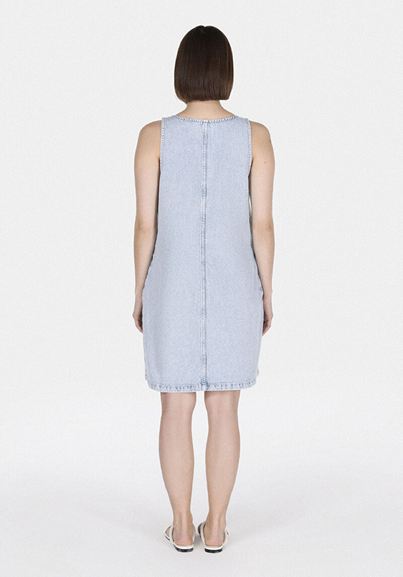 Regular Fit Düz Kadın Mavi Ecologic Kolsuz Elbise