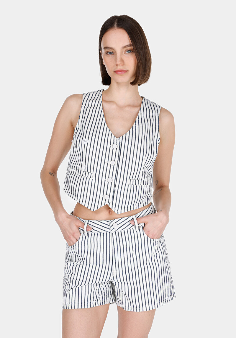 Slim Fit Kadın Denim Yelek