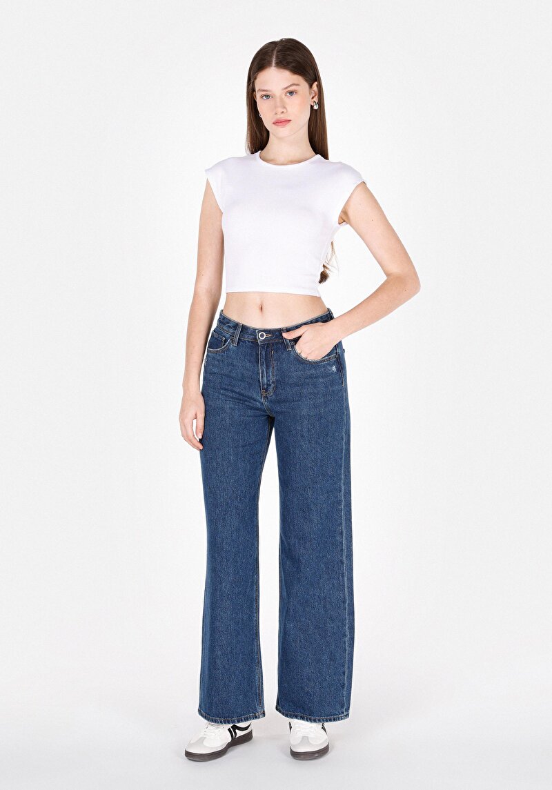 Regular Fit   Kadın İndigo Jean Pantolon
