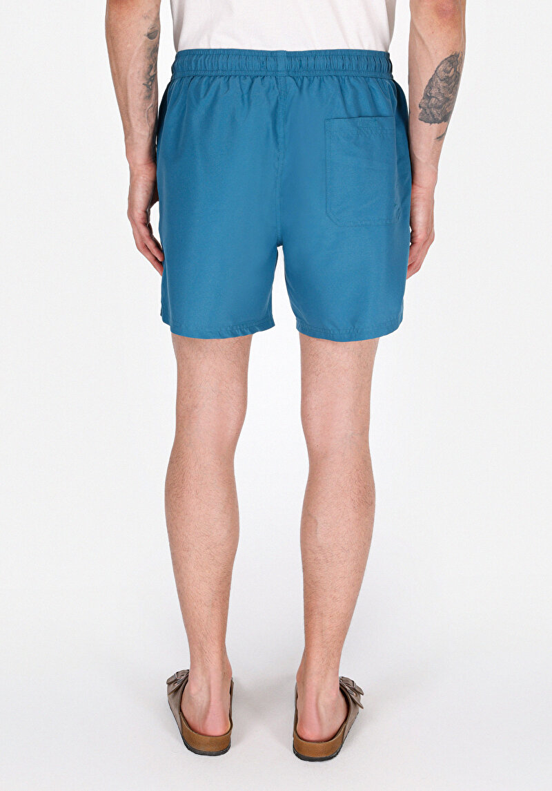 Slim Fit Düz Erkek Mavi Deniz Şortu