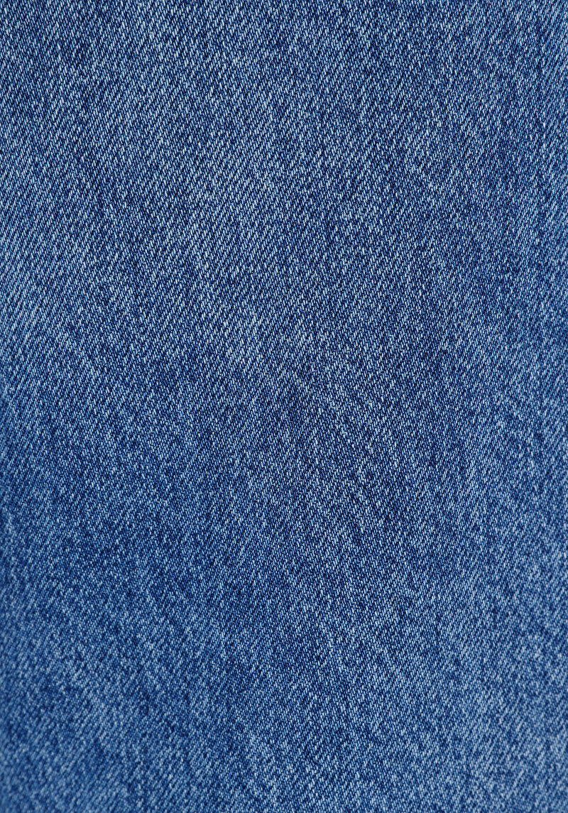 Straight Fit Pamuklu Orta Bel Düz Erkek Mid İndigo Denim Jean Şort