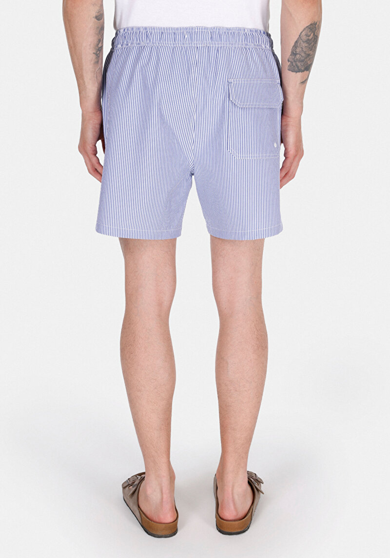 Slim Fit Çizgili Erkek Lacivert Deniz Şortu