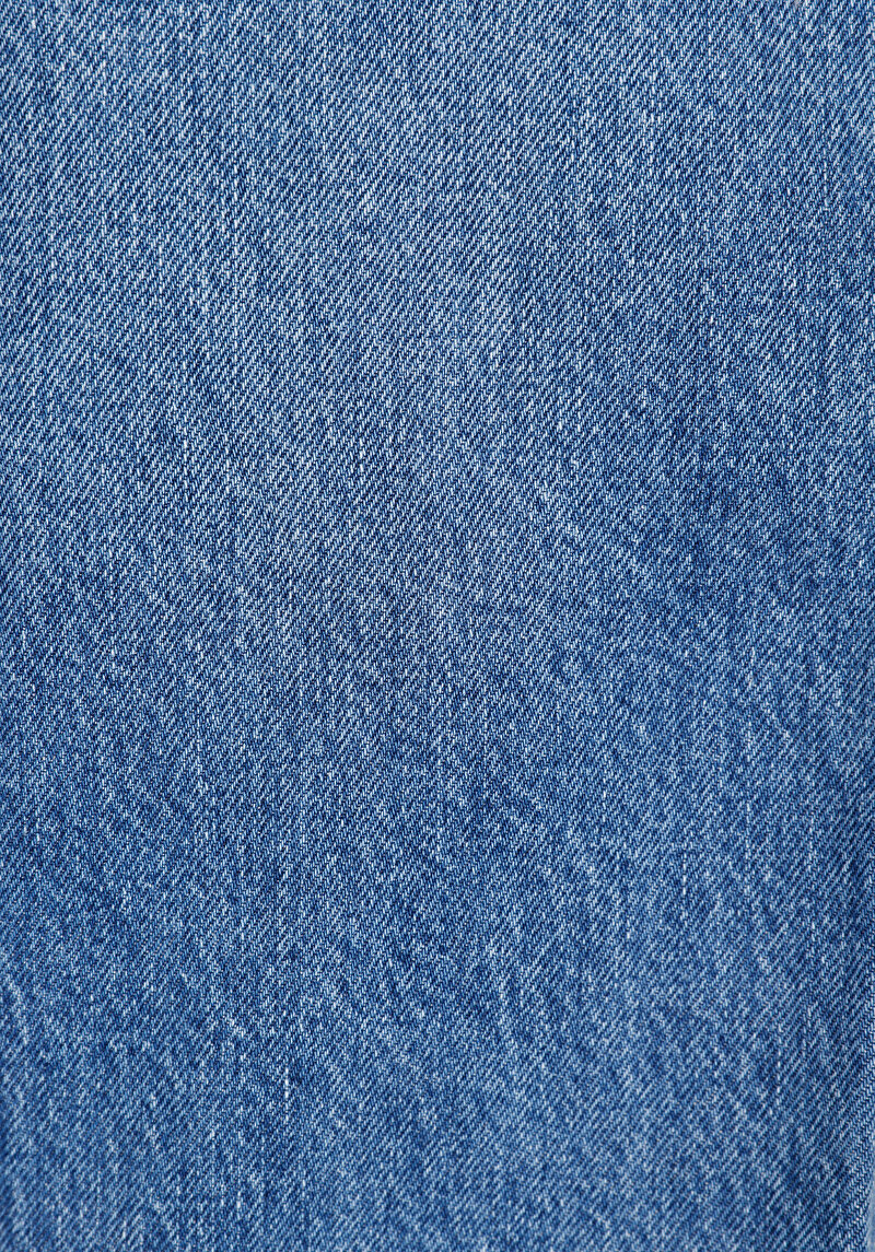 Regular Fit Orta Bel Düz Paça Pamuk Erkek Mid İndigo Denim Jean Pantolon