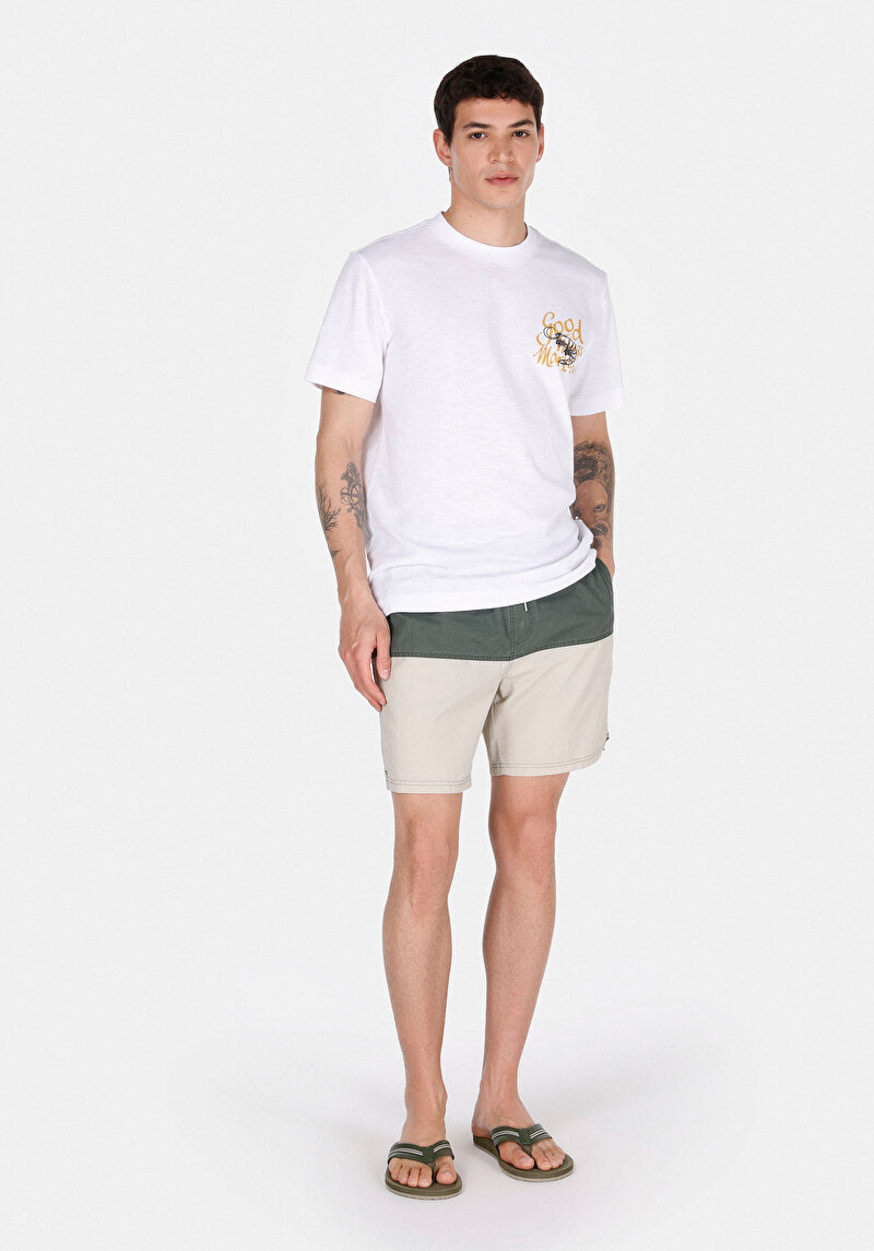 Slim Fit Baskılı Erkek Yeşil Deniz Şortu