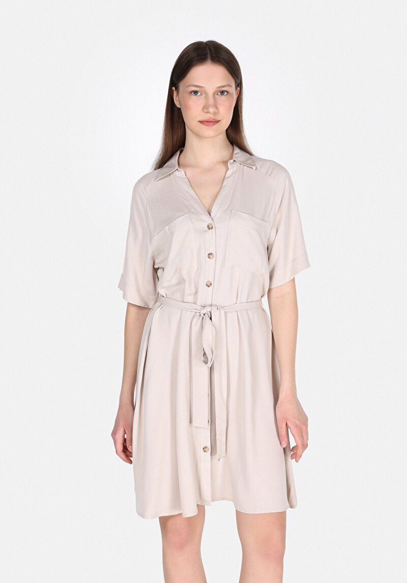 Regular Fit Kadın Bej Elbise