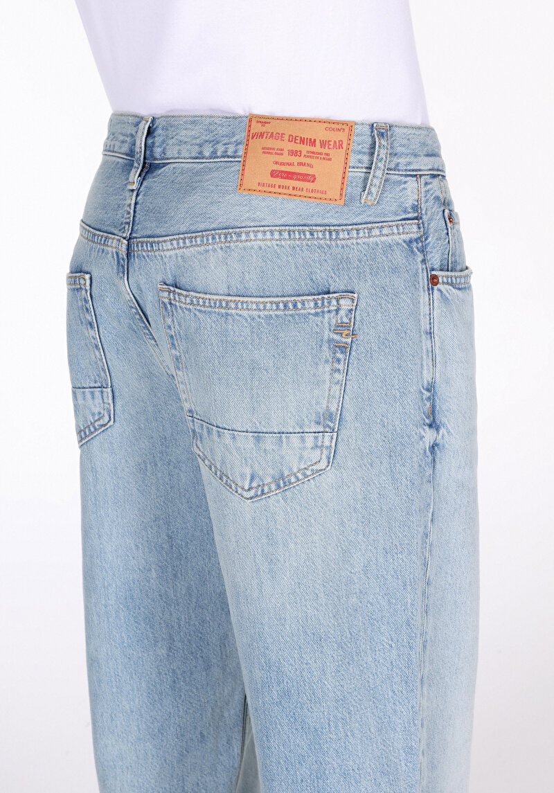 Balloon Fit Erkek İndigo Jean Pantolon