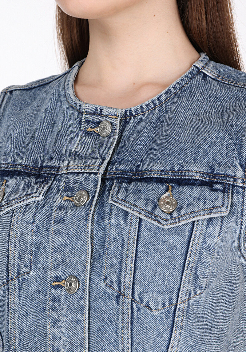 Slim Fit Kadın Mavi Yelek