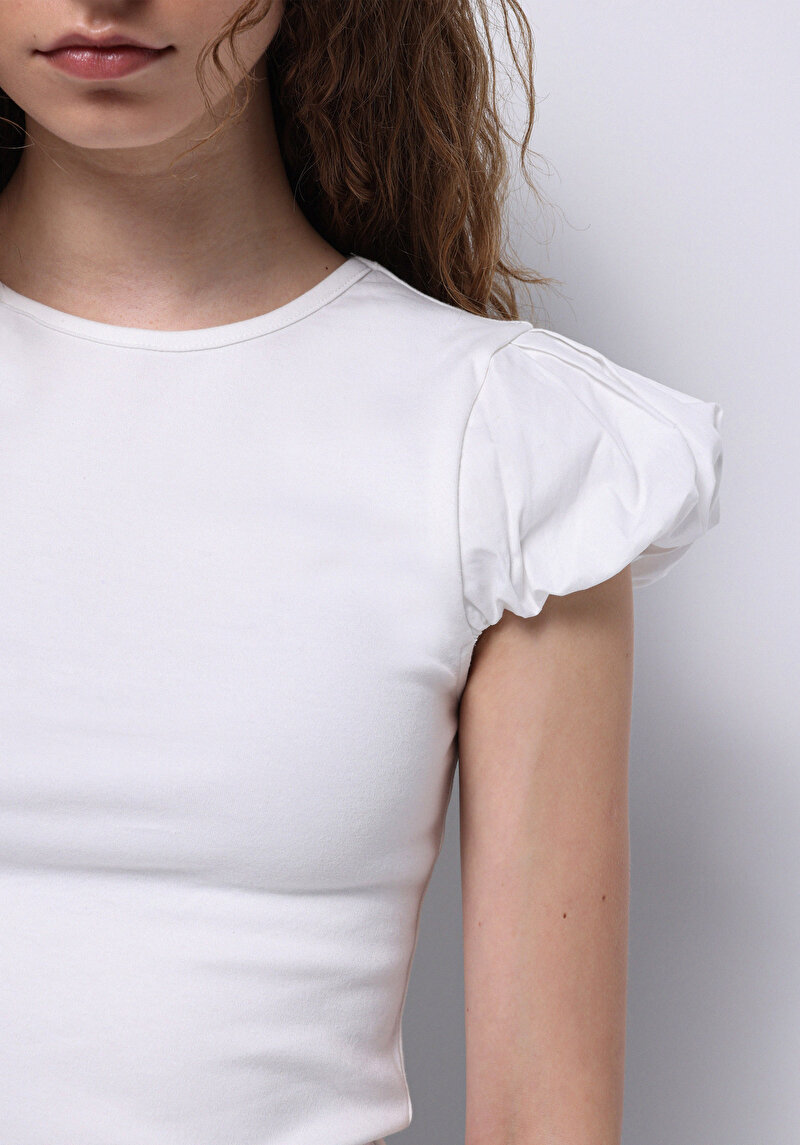 Slim Fit Kadın Beyaz Kısa Kol Tişört