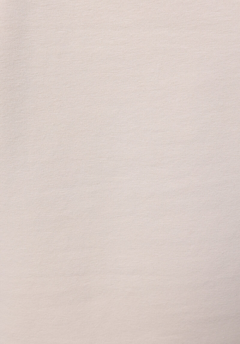 Slim Fit Yuvarlak Yaka Baskılı Kadın Bej Kısa Kol Tişört