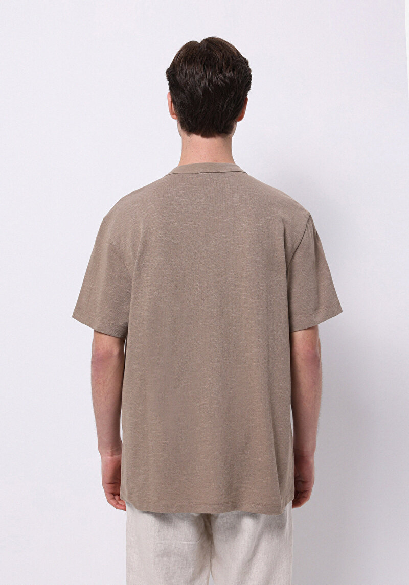 Comfort Fit Yuvarlak Yaka Düz Erkek Gri Kısa Kol Tişört