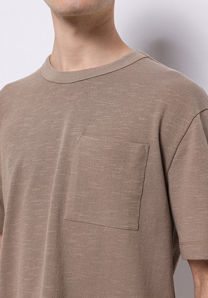 Comfort Fit Yuvarlak Yaka Düz Erkek Gri Kısa Kol Tişört