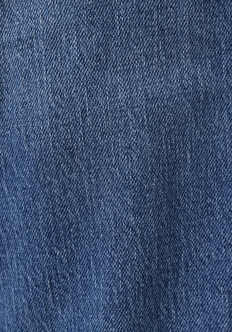 Straight Fit Erkek Mid İndigo Denim Jean Fermuarlı Pantolon