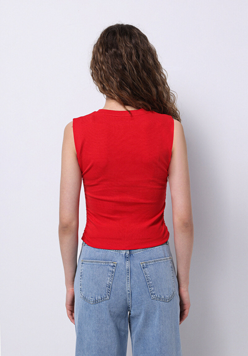 Slim Fit Kolsuz Kadın Kirmizi Atlet