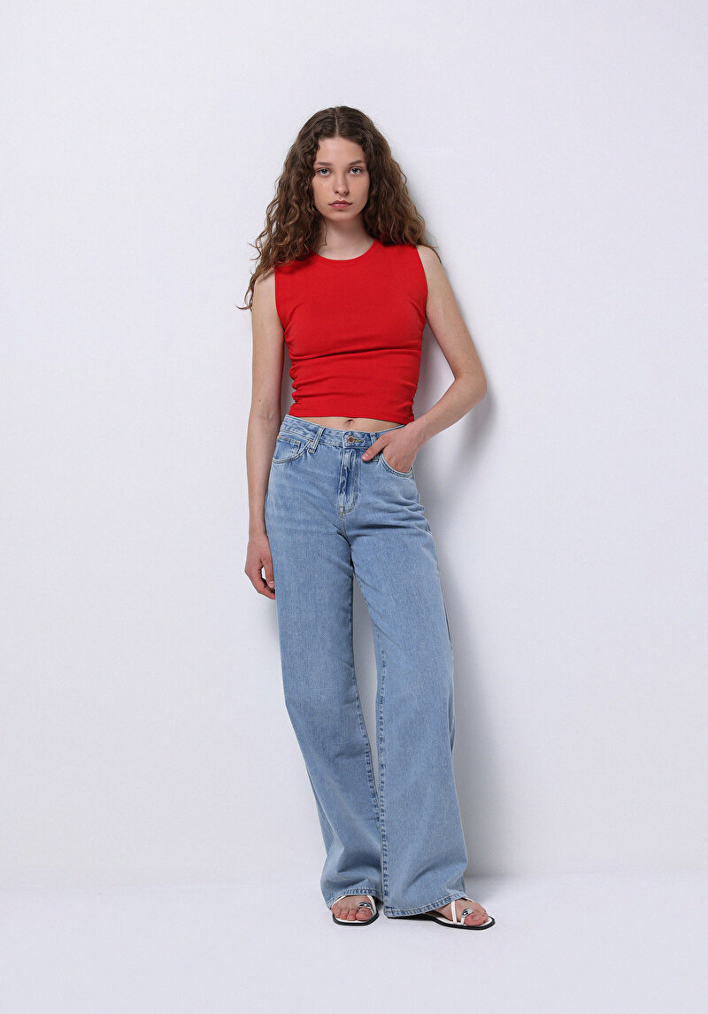 Slim Fit Kolsuz Kadın Kirmizi Atlet