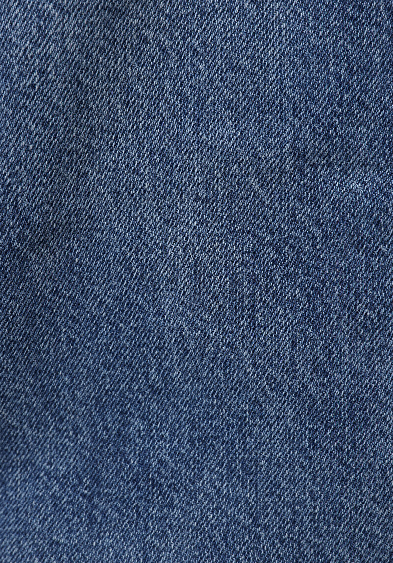 Loose Tapered Fit Erkek Mid İndigo Denim Jean Fermuarlı Pantolon