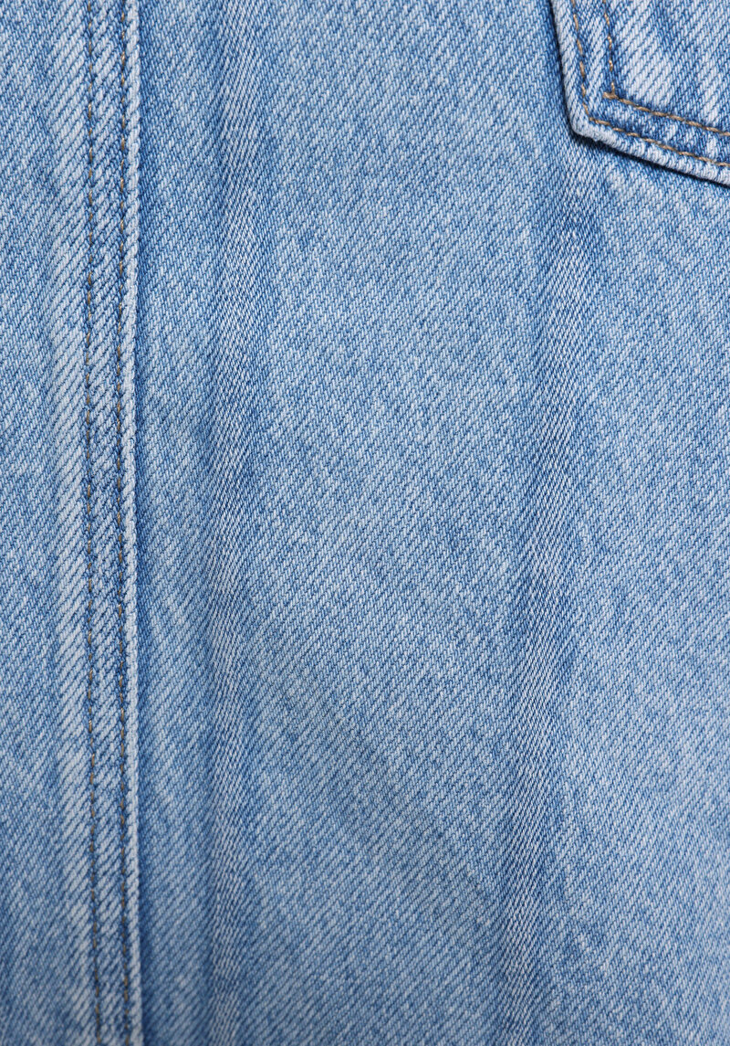 Regular Fit Çizgili Fermuarlı Kadın Mavi Etek