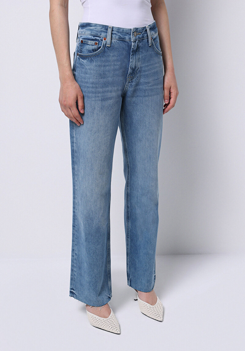 Straight Fit   Kadın İndigo Jean Pantolon