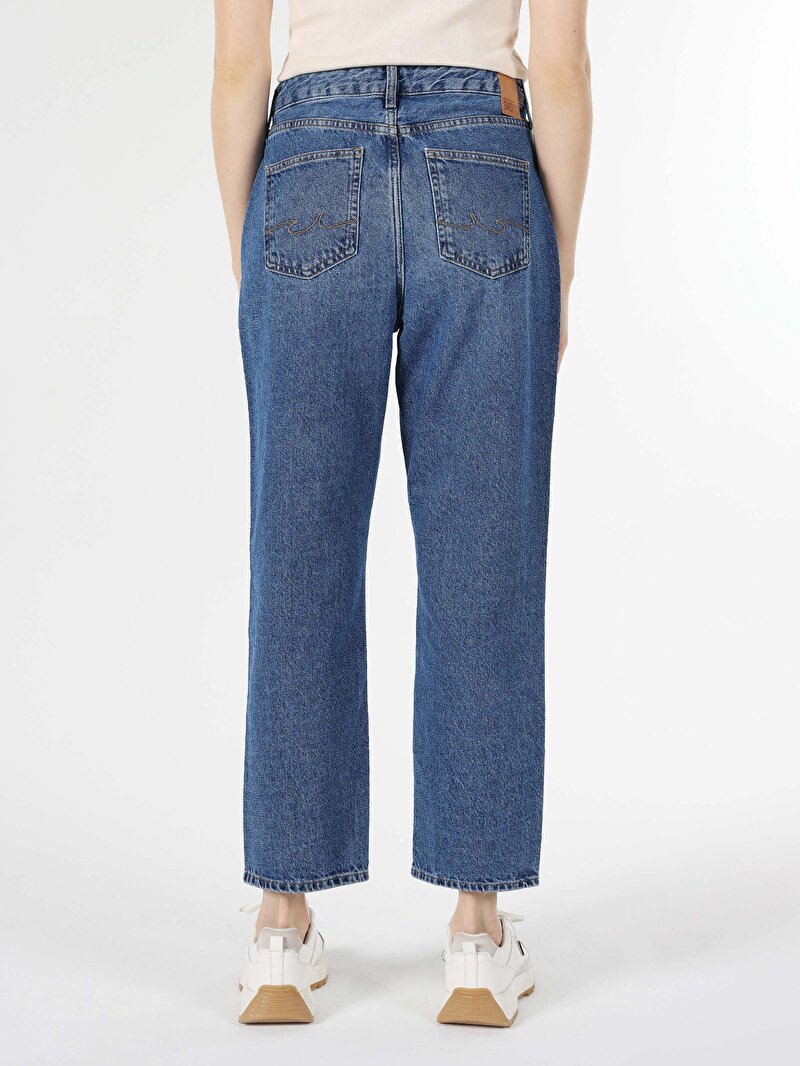 Straight Fit   Kadın İndigo Jean Pantolon