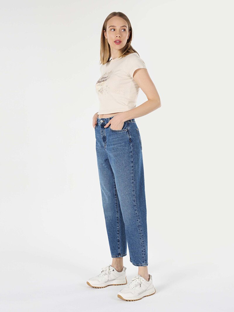 Straight Fit   Kadın İndigo Jean Pantolon