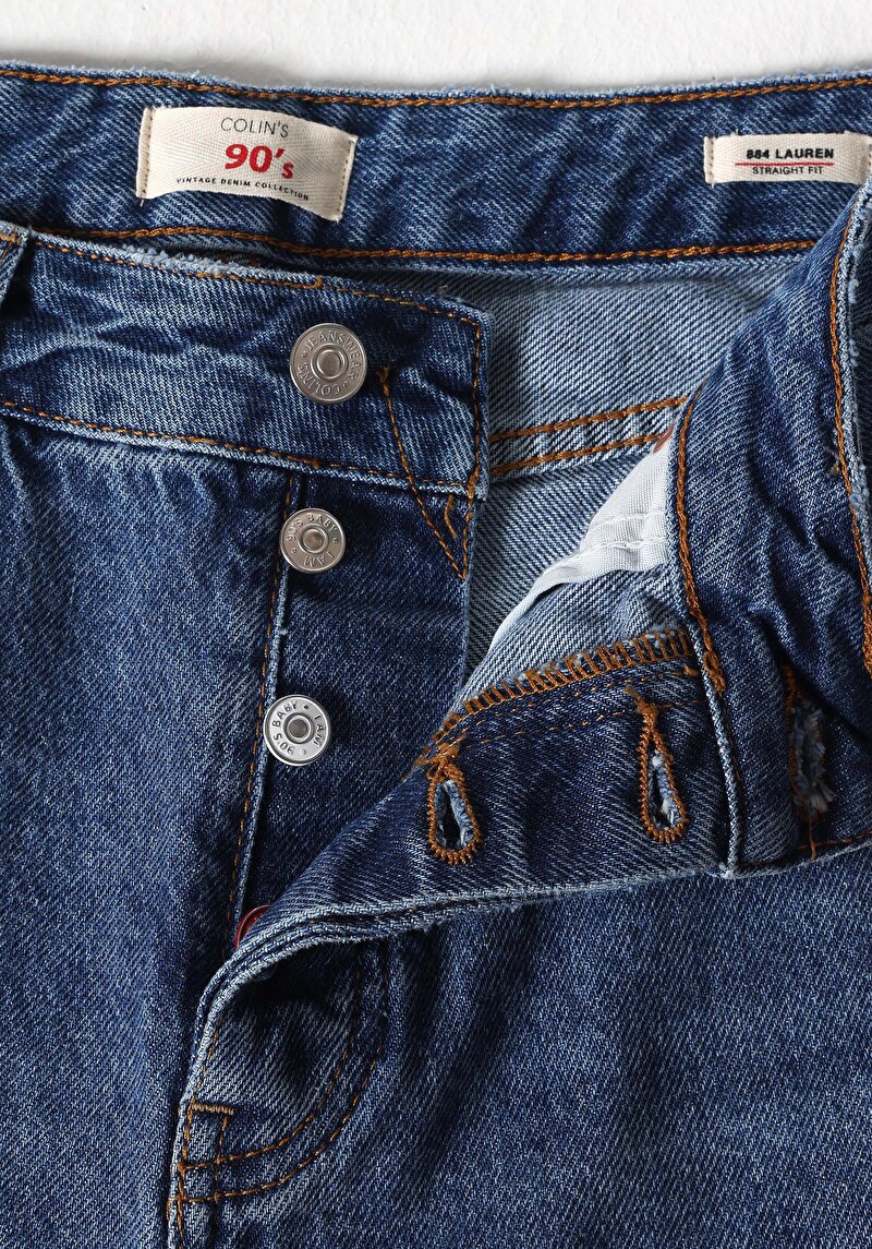 Straight Fit   Kadın İndigo Jean Pantolon