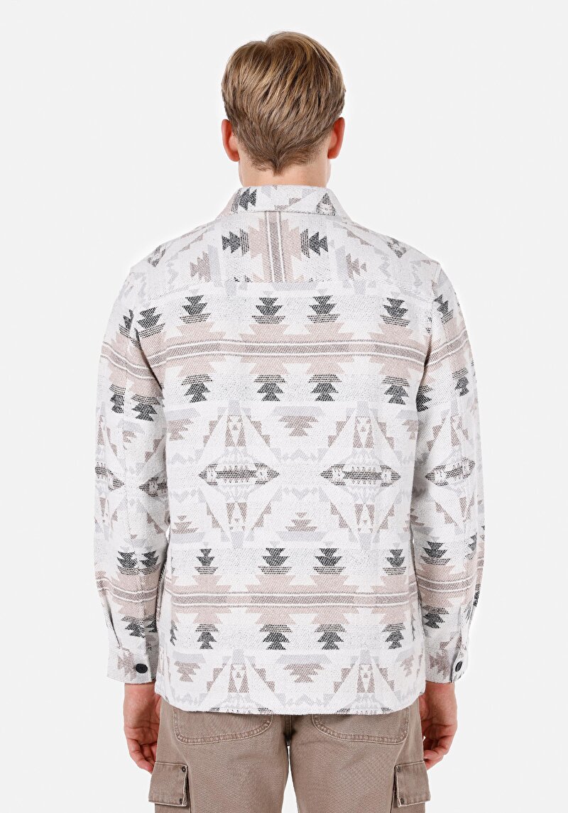 Comfort Fit   Erkek Ekru Shacket