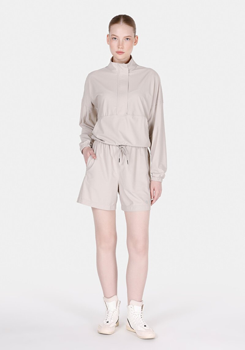 Regular Fit Orta Bel Düz Kadın Taş Şort