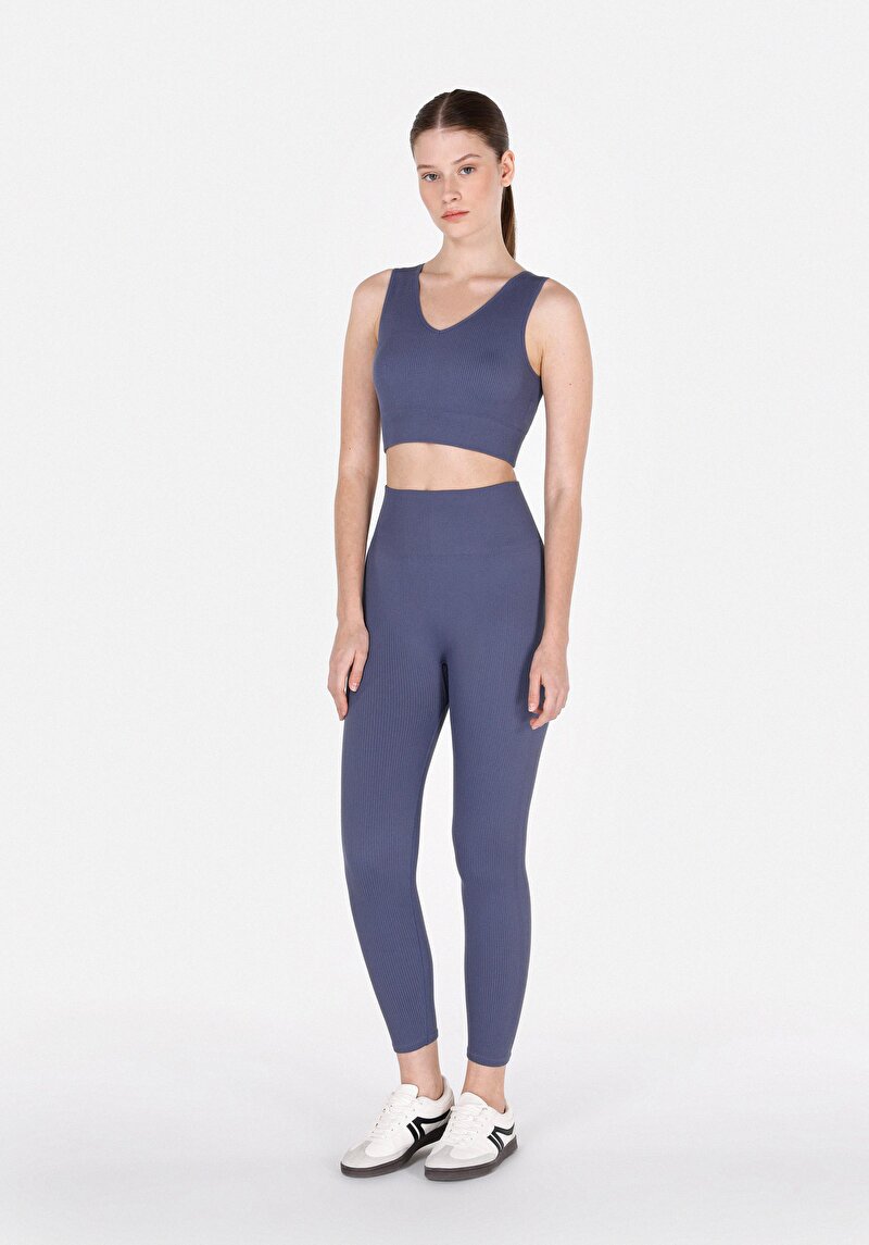 Slim Fit Kadın Mavi Tayt