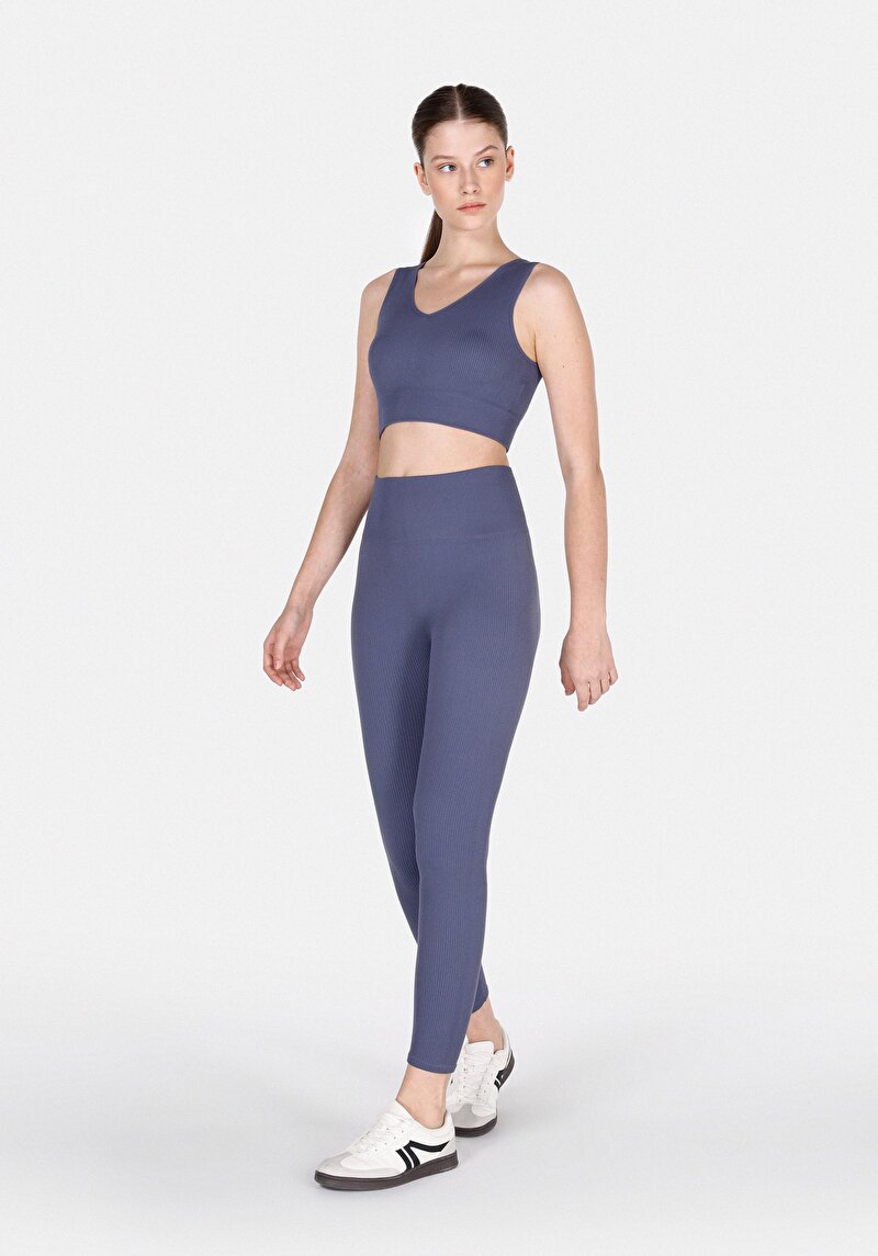 Slim Fit Kadın Mavi Tayt