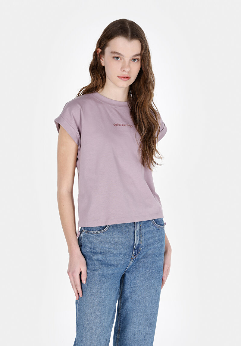 Regular Fit Kadın Pembe Kısa Kol Tişört