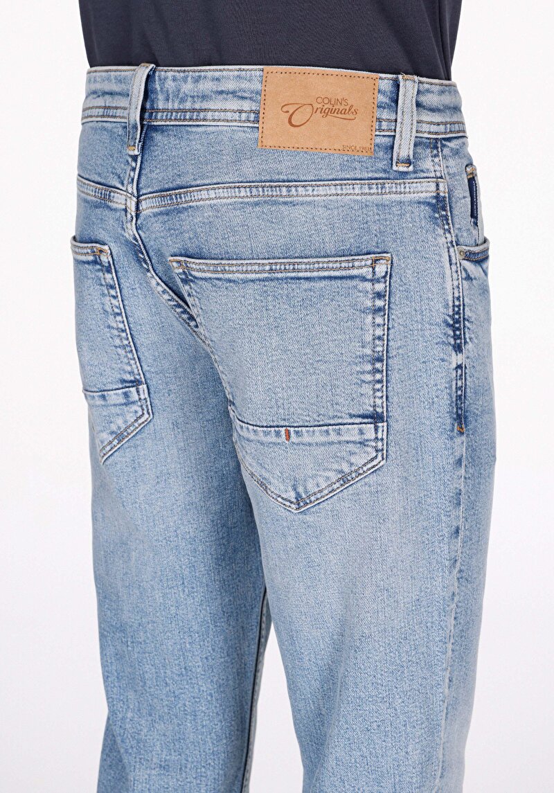 Straight Fit Düşük Bel Düz Paça Erkek Green Cast Denim Jean Fermuarlı Pantolon