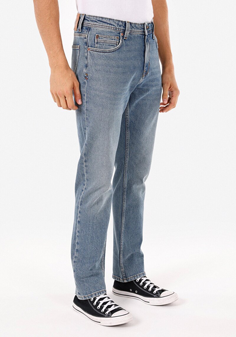 Regular Fit Erkek İndigo Jean Pantolon