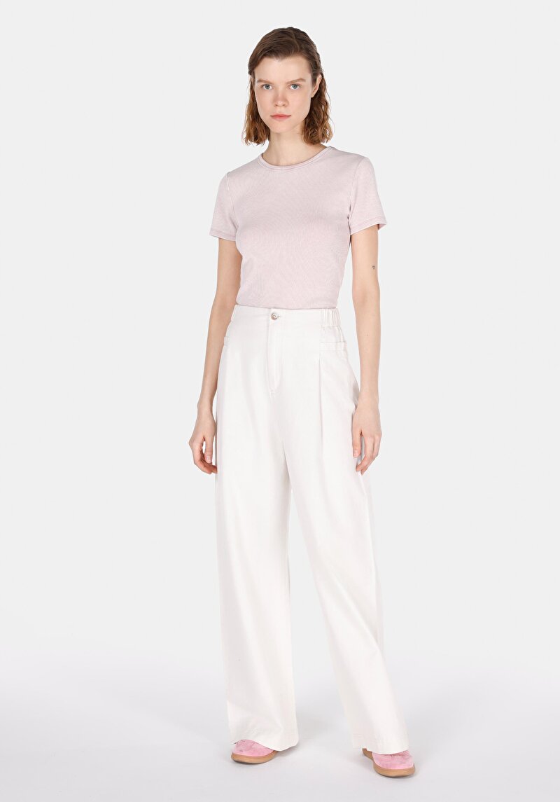 Slim Fit   Kadın Pembe Kısa Kol Tişört