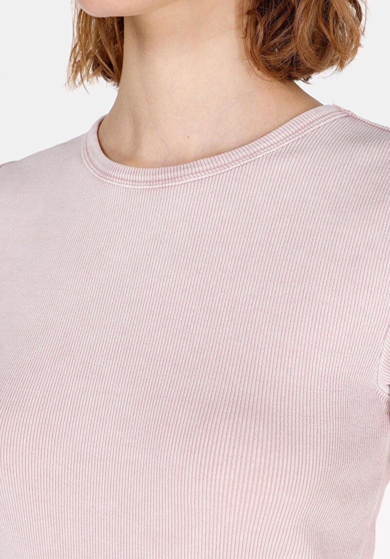 Slim Fit Kadın Pembe Kısa Kol Tişört