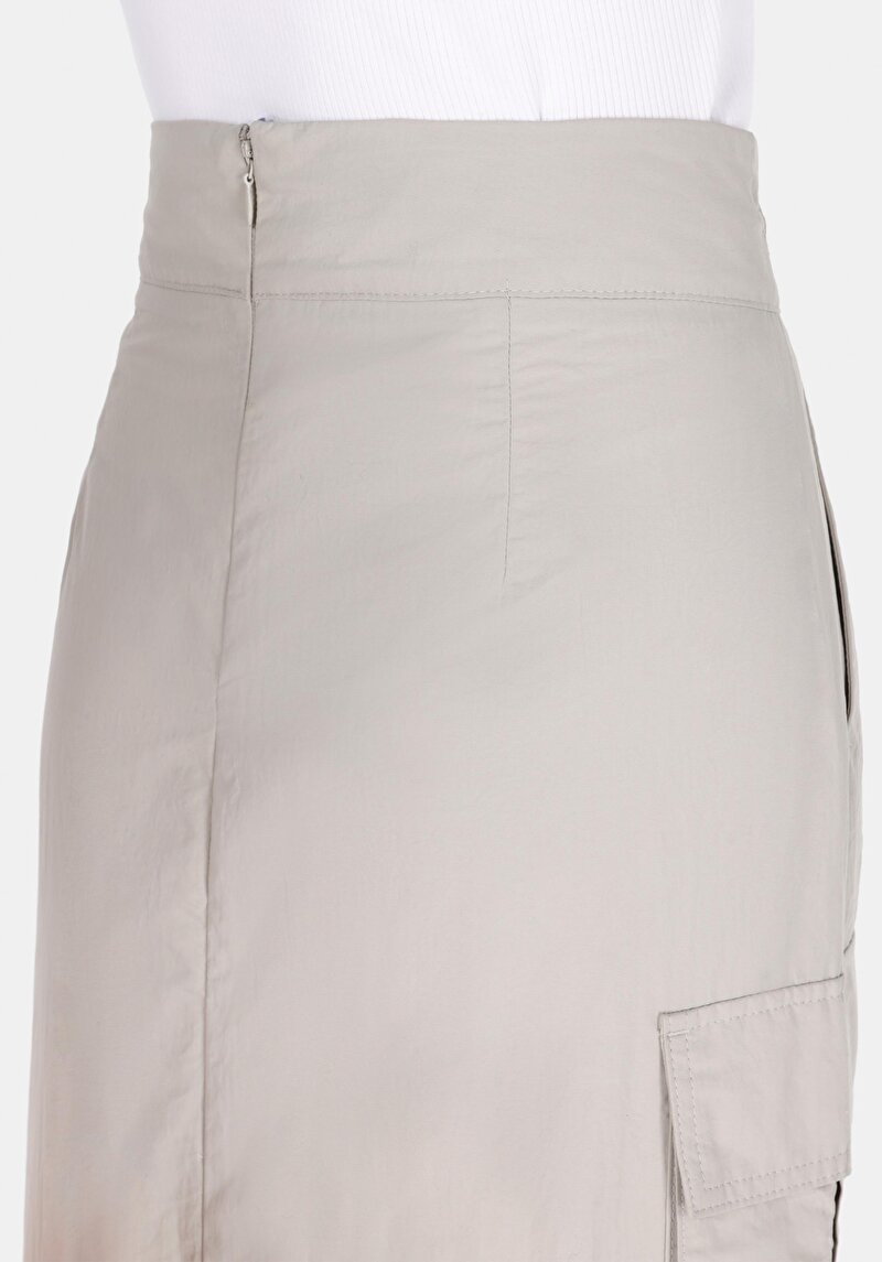 Maxi Length Düz Fermuarlı Kadın Taş Etek