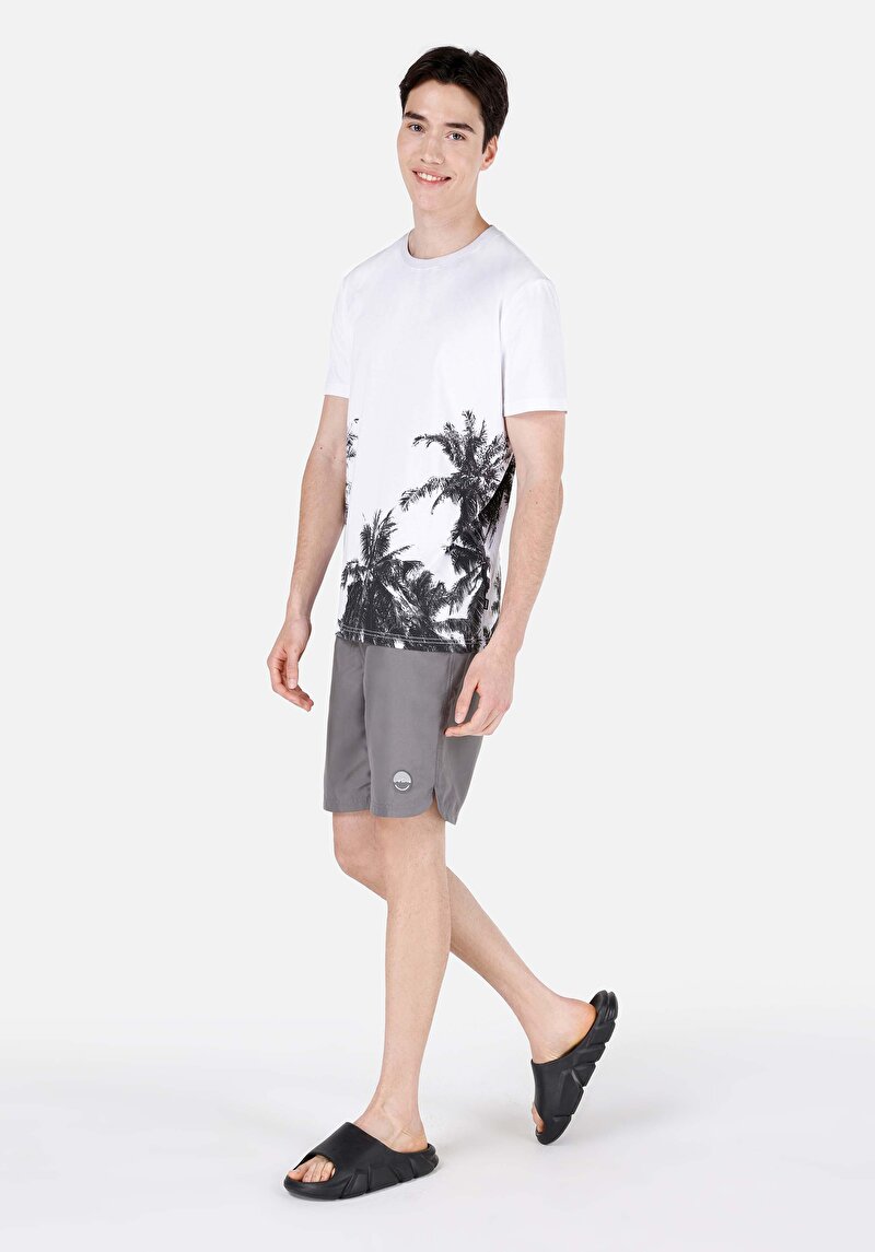 Slim Fit Orta Bel Erkek Antrasit Deniz Şortu