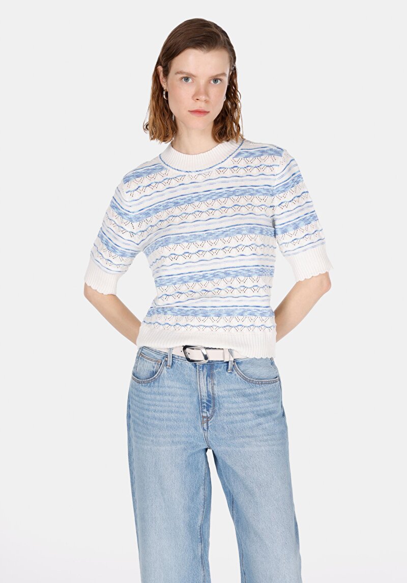 Regular Fit Kadın Beyaz Kazak