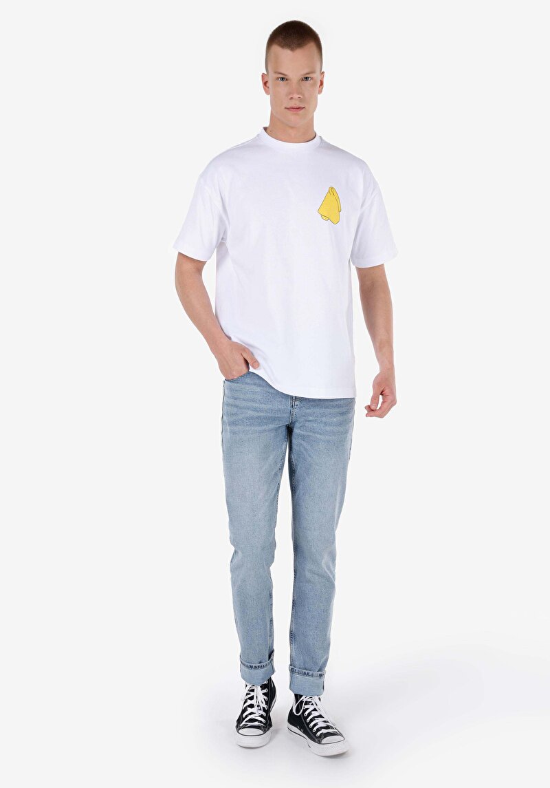 Comfort Fit Yuvarlak Yaka  Kadın Beyaz Kısa Kol Tişört