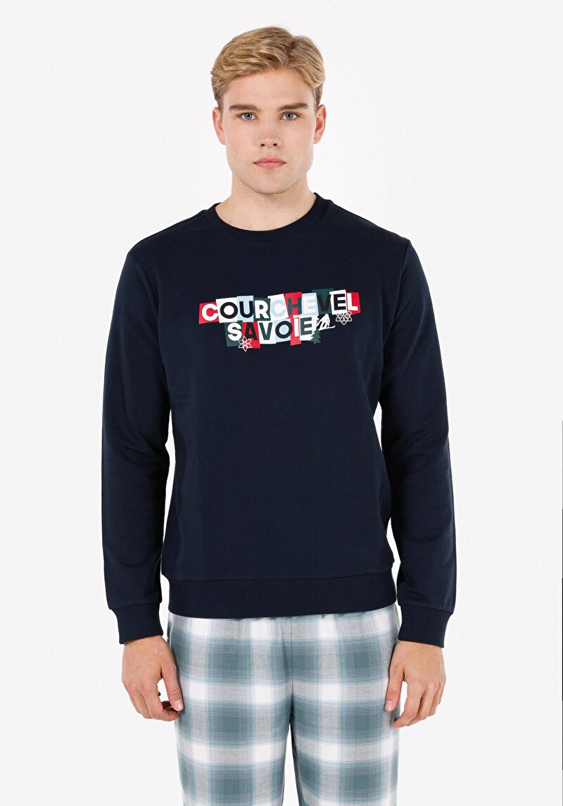 Regular Fit Pamuklu Erkek Lacivert Sweatshirt