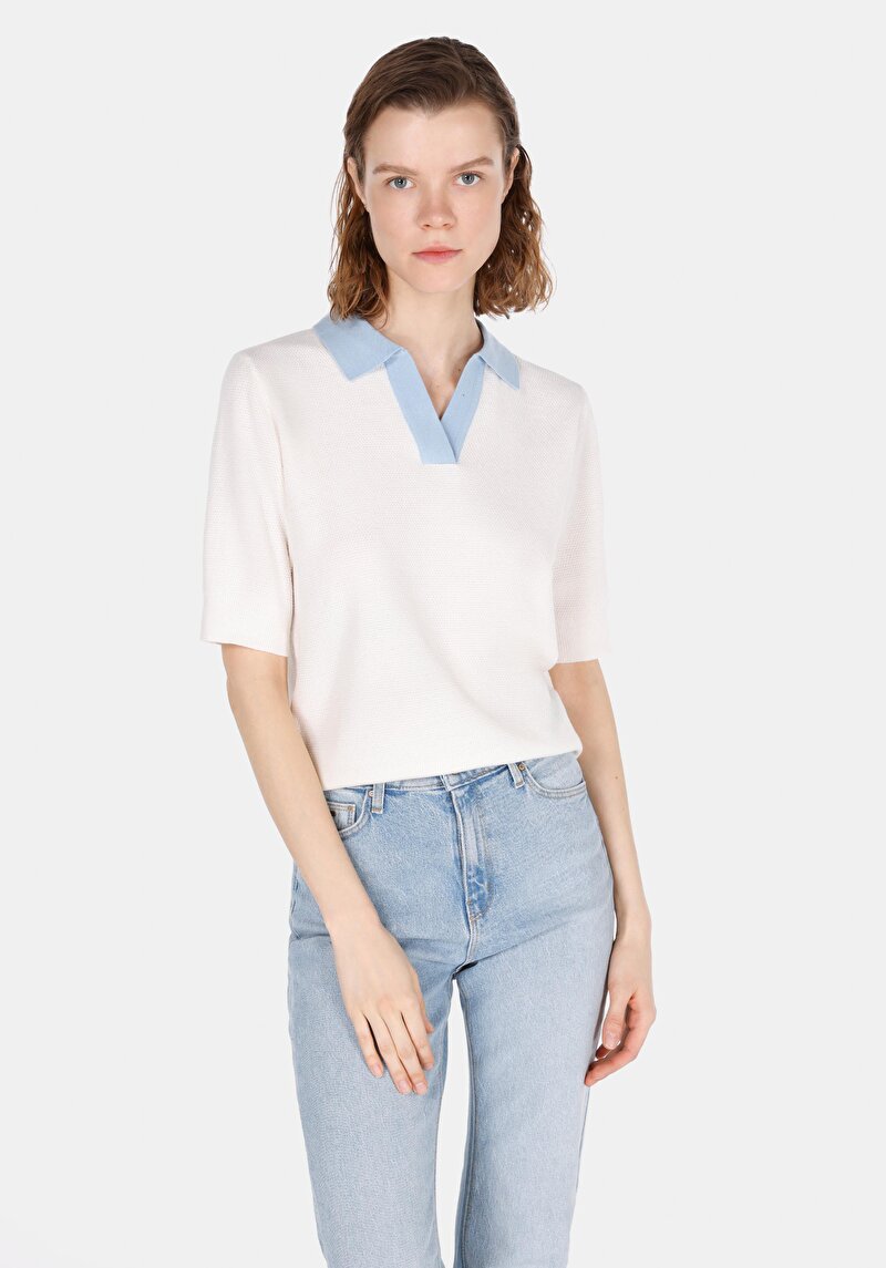 Regular Fit Kadın Beyaz Kazak