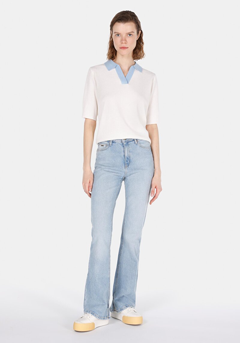 Regular Fit Kadın Beyaz Kazak