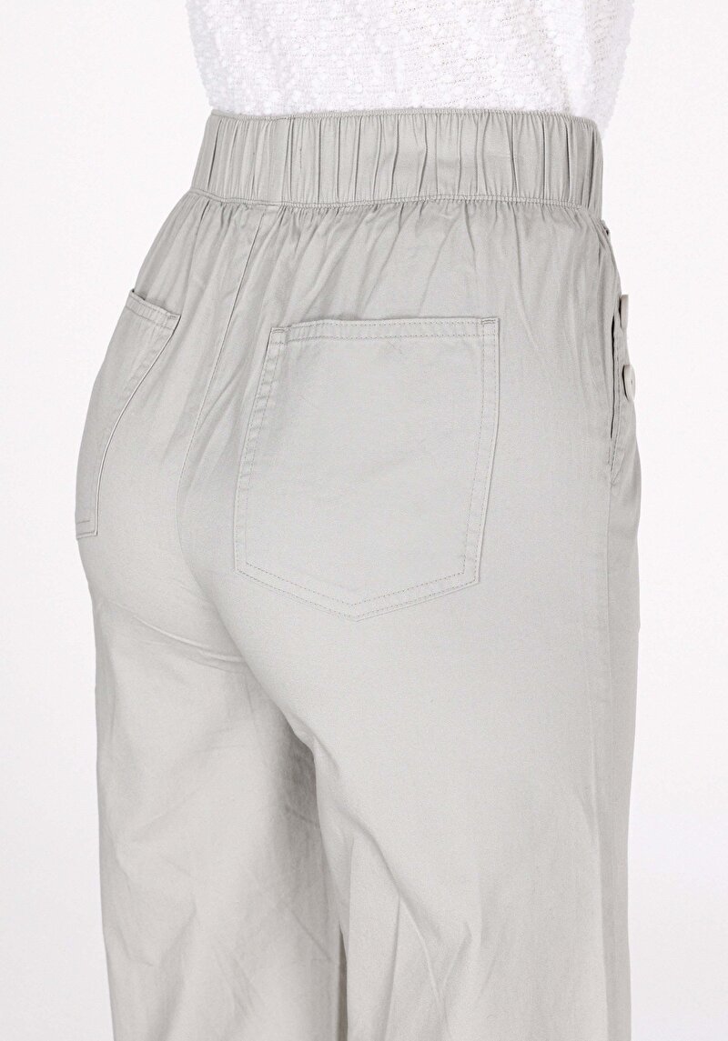 Regular Fit Yüksel Bel Geniş Paça Kadın Taş  Pantolon