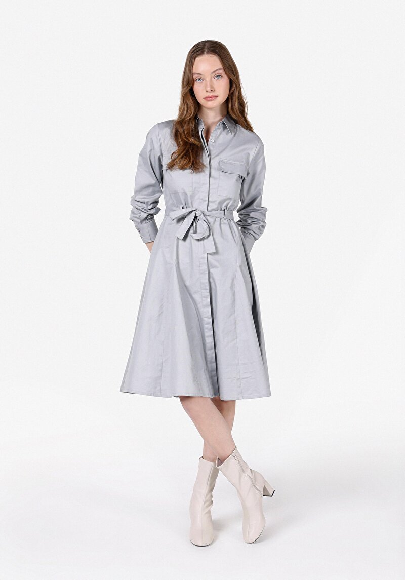 Regular Fit Kadın Gri Elbise