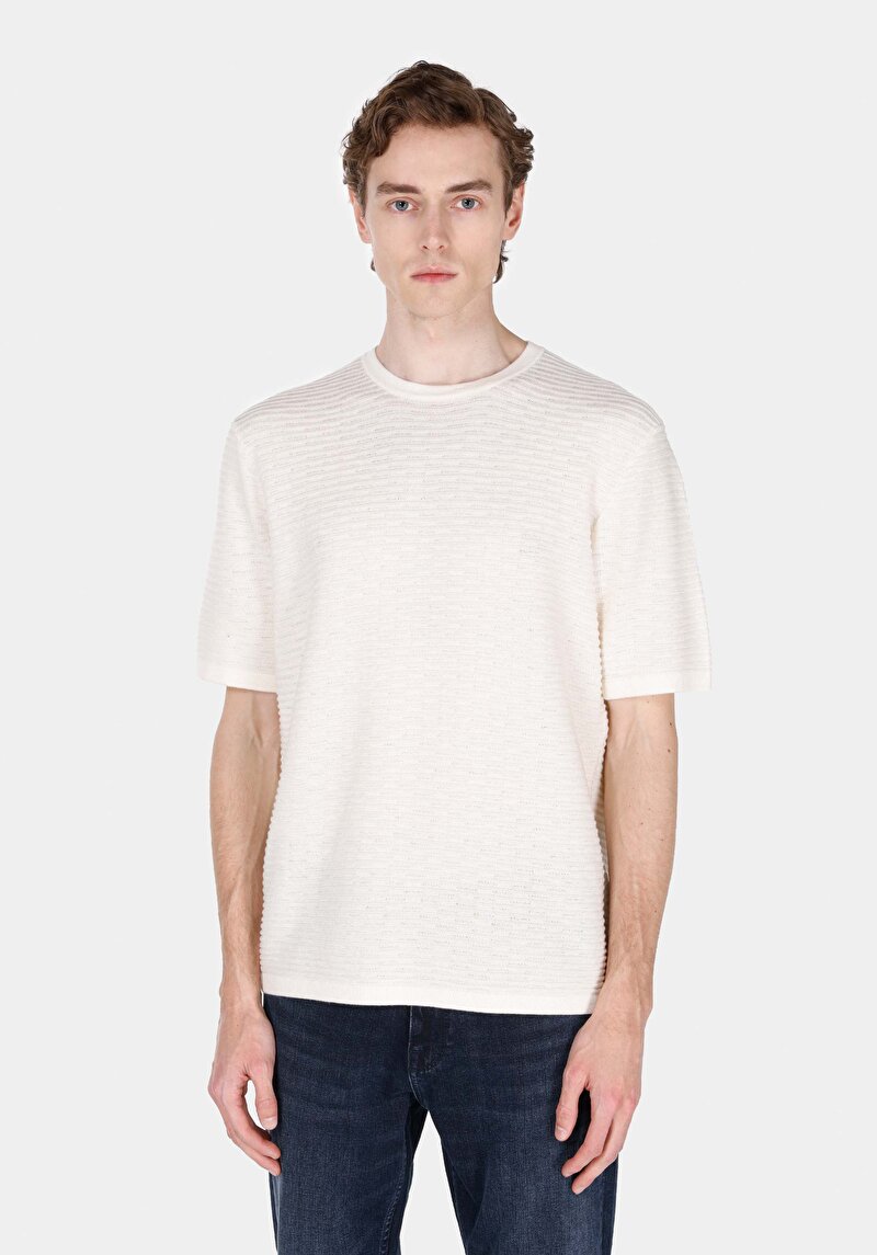 Comfort Fit Erkek Beyaz Kazak