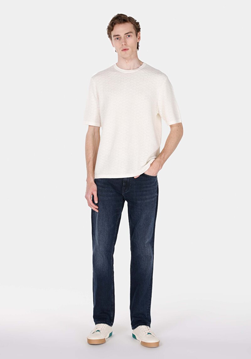 Comfort Fit Erkek Beyaz Kazak