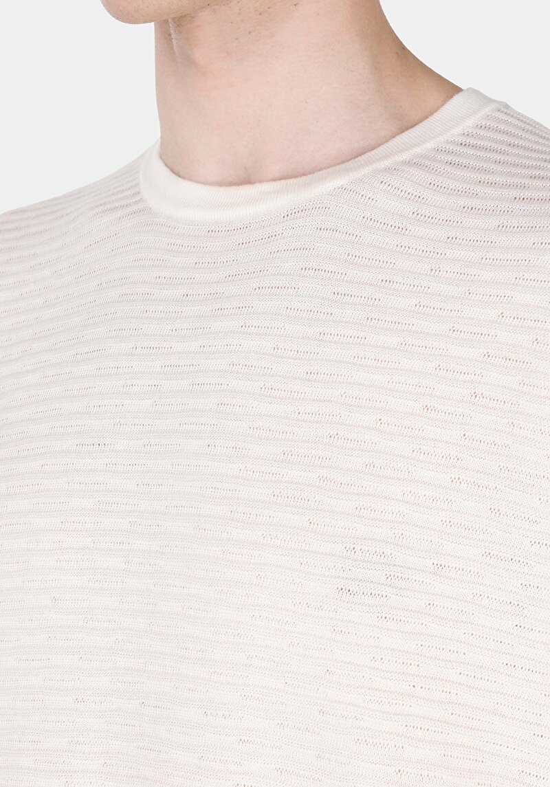 Comfort Fit Erkek Beyaz Kazak