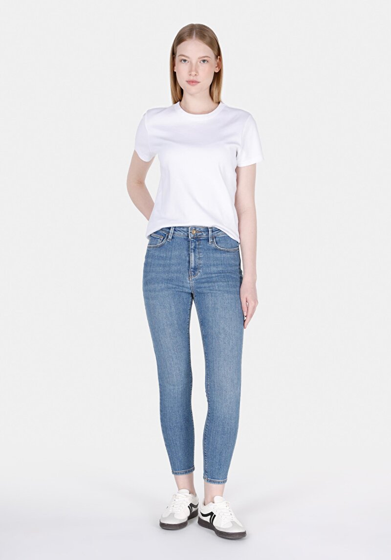 Skinny Fit Kadın İndigo Jean Pantolon