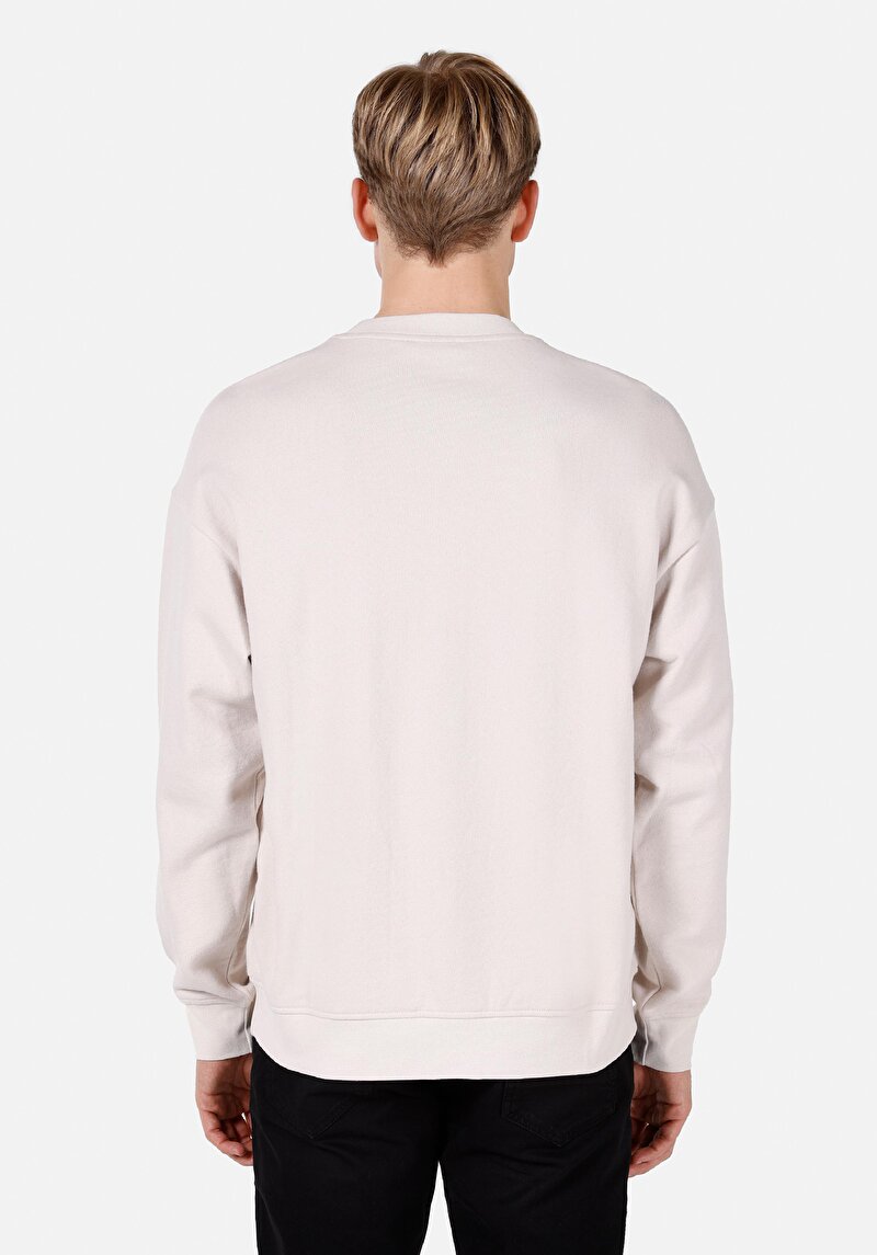 Oversize Fit Erkek Taş Sweatshirt